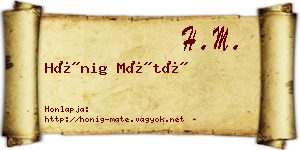 Hönig Máté névjegykártya
